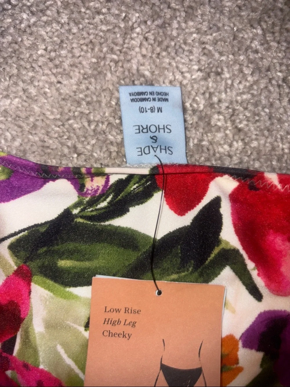 New Shade Shore low rise high thighs cheeky Floral Tie-Side Bikini Bottoms M
